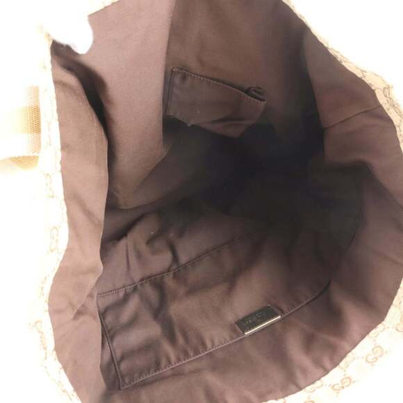 Gucci GG Canvas Sherry Line 189669 Leather Tote Bag Shoulder Beige Women's - Picture 7 of 9